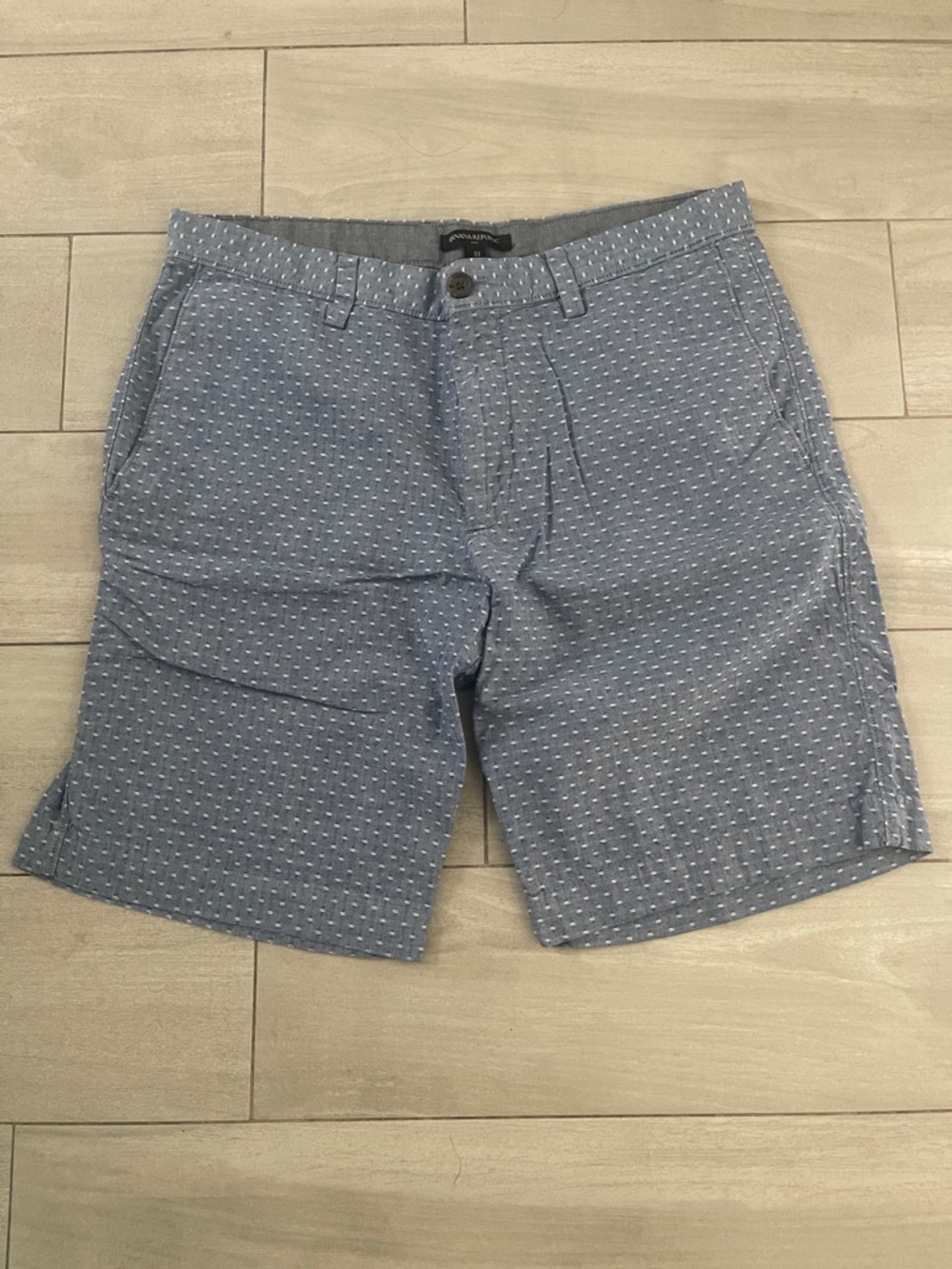 Banana Republic Light Blue Patterned Flat Front Shorts